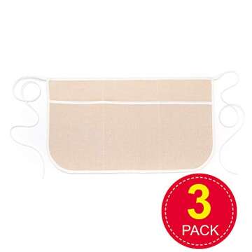 Baker Ross AW266 Fabric Waist Apron - Pack of 3, Fabric Canvas Accessories For Kids to Personalise a...