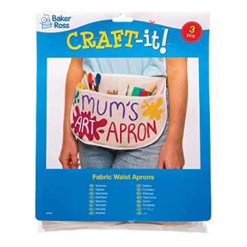 Baker Ross AW266 Fabric Waist Apron - Pack of 3, Fabric Canvas Accessories For Kids to Personalise and Paint Your Own in Children's Arts and Crafts Off White