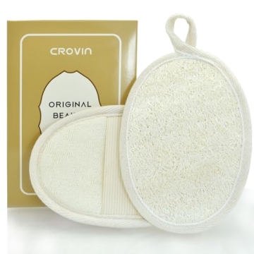 CROVIN Natural Loofah Exfoliating Body Scrubber - Spa Experience at Home