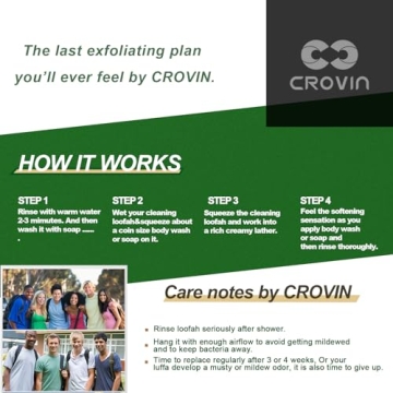 CROVIN Natural Loofah Exfoliating Body Scrubber for Home Spa