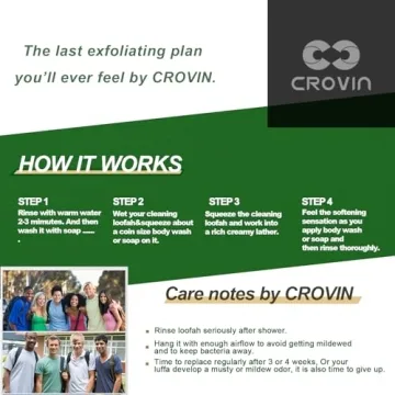 CROVIN Natural Loofah Exfoliating Body Scrubber for Home Spa