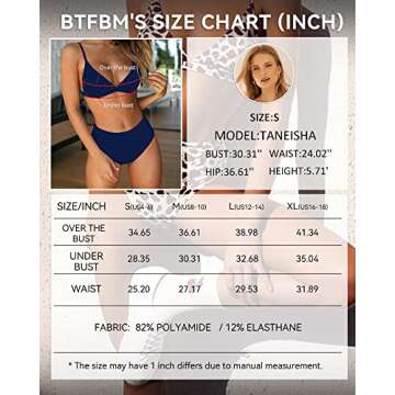 BTFBM Women's Bikini Sets 2023 Summer Two Piece Swimsuit High Waisted V Neck Triangle Bathing Suit Casual Beach Swimwear(Solid Navy, Small)