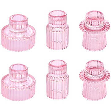 Vixdonos Taper Glass Candlestick Holders Tealight Candle Holders for Table Centerpieces, Wedding Dec...