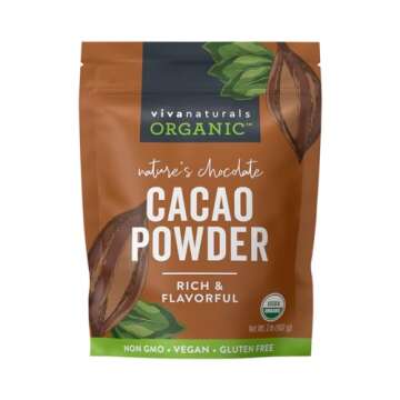 Viva Naturals Organic Cacao Powder, 2lb - Unsweetened Cocoa Powder With Rich Dark Chocolate Flavor, ...