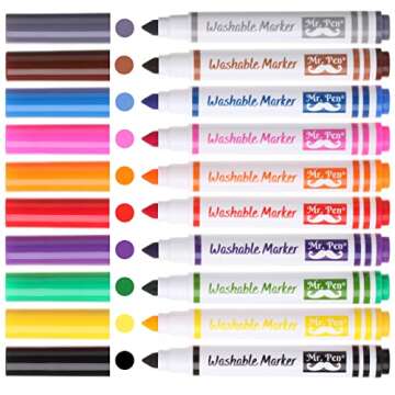 Mr. Pen- Washable Markers, 10 Pack, Assorted Colors, Broad Line, Kids Washable Markers Washable Markers for Kids markers, Fine Tip Markers, Color Markers, Washable Marker Sets, Kid Markers