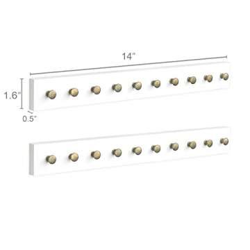 Mkono Necklace Holder Wall Mounted Set of 2 Rustic Wood Necklaces Hanger, Jewelry Organizer Hanging with 20 Metal Round Hooks, Jewelry Hooks for Necklaces, Bracelets, Chains, Keys,White