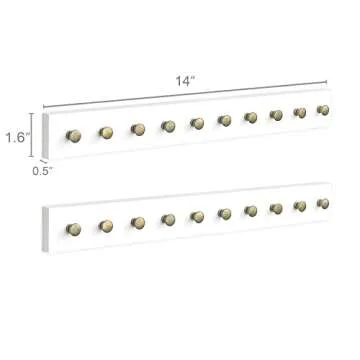 Mkono Necklace Holder Wall Mounted Set of 2 Rustic Wood Necklaces Hanger, Jewelry Organizer Hanging with 20 Metal Round Hooks, Jewelry Hooks for Necklaces, Bracelets, Chains, Keys,White