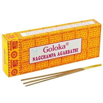 Goloka Nag Champa Incense - 250 GM Box - Hand Rolled Agarbatti Fine Quality Incense Sticks for Purif...