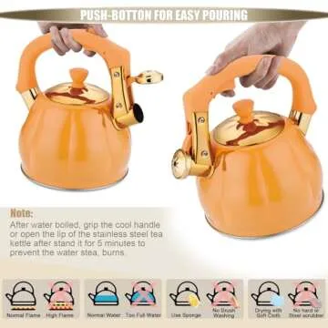 Stainless Steel Tea Kettle for Stove Top Teakettles Stovetop Whistling with Heat Proof Ergonomic Handle 2.5 Quart