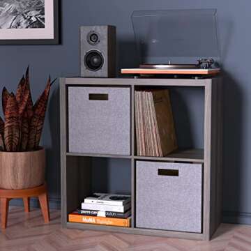 ClosetMaid 4552 Decorative Open Back 4-Cube Storage Organizer, Graphite Gray