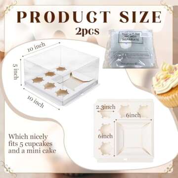 Sayglossy Bento Cake and Cupcake Box 1+5 Bento Boxes for Mother's Day Wedding Birthday Party Baby Sh...