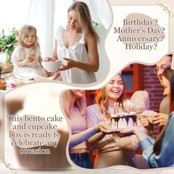 Sayglossy Bento Cake and Cupcake Box 1+5 Bento Boxes for Mother's Day Wedding Birthday Party Baby Shower Bakery Supplies(2 Pack,White)