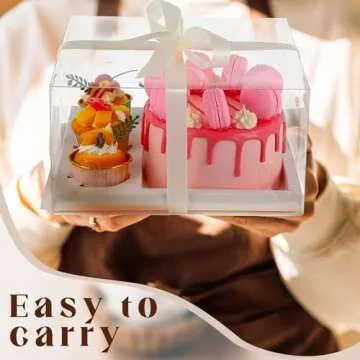 Sayglossy Bento Cake and Cupcake Box 1+5 Bento Boxes for Mother's Day Wedding Birthday Party Baby Shower Bakery Supplies(2 Pack,White)