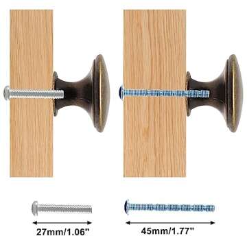 SWZHAI 16 Pack Antique Brass Cabinet Knobs, Round Dresser Knobs Kitchen Drawer Knobs, Single Hole Cupboard Door Knobs Dresser Drawer Pulls Handles