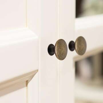 SWZHAI 16 Pack Antique Brass Cabinet Knobs, Round Dresser Knobs Kitchen Drawer Knobs, Single Hole Cupboard Door Knobs Dresser Drawer Pulls Handles