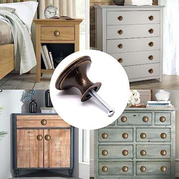SWZHAI 16 Pack Antique Brass Cabinet Knobs, Round Dresser Knobs Kitchen Drawer Knobs, Single Hole Cupboard Door Knobs Dresser Drawer Pulls Handles