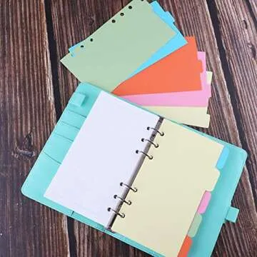 Antner A6 Refill Paper 3 Pack 45PCS A6 Binder Paper Planner Inserts, 2 Pack 160PCS Neon Sticky Tabs, A6 Binder Pockets, Binder Dividers, A6 Lined Filler Paper for A6 Personal Planner Notebook Journal