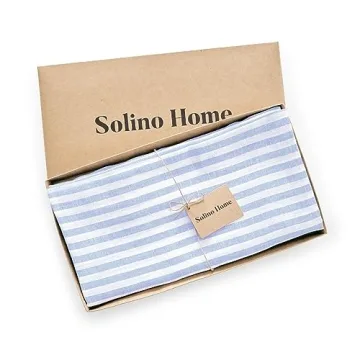 Elegant Sky Blue Linen Round Tablecloth – 70 Inch