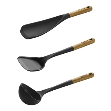 Staub 3-pc Silicone Utensil Set with Wood Handles