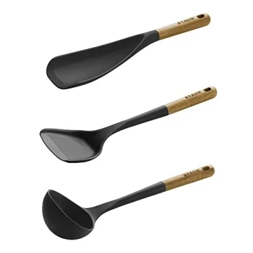 Staub 3-pc Silicone Utensil Set with Wood Handles