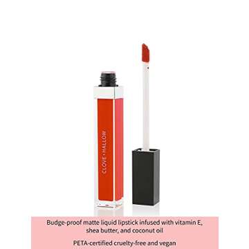 CLOVE + HALLOW Lip Velvet - Vegan Natural 24 Hour Liquid Matte Lipstick - Uptown