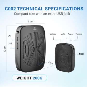 Compact YOCEWECA Wireless Voice Amplifier for Teachers
