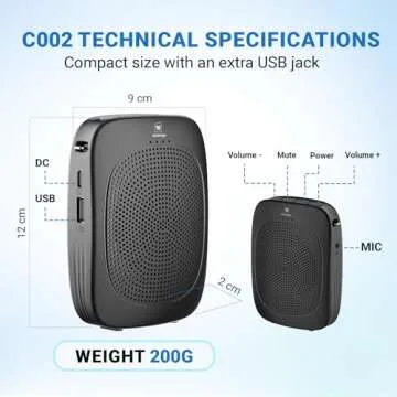 Compact YOCEWECA Wireless Voice Amplifier for Teachers