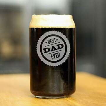 Best Dad Ever - 16 oz Beer Can Pint Glass - Fathers Day Gifts for Men, Husband & Happy Birthday Gift