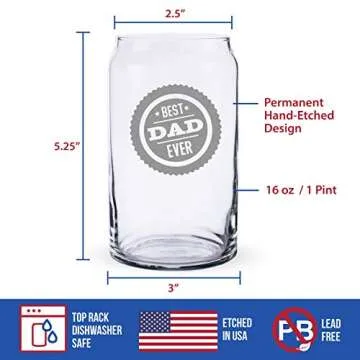 Best Dad Ever 16 oz Beer Can Pint Glass Gift