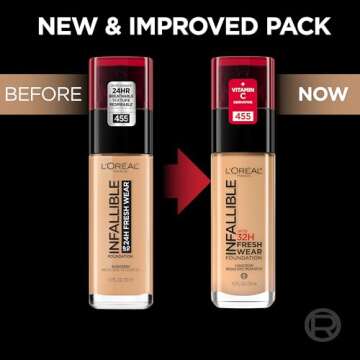 L’Oréal Paris Makeup Infallible Up to 32 Hour Fresh Wear Lightweight Foundation, 480 Radiant Sand...