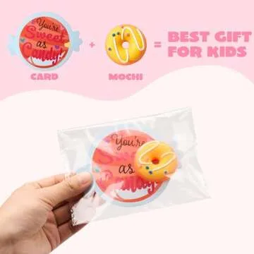 JOYIN 28 Packs Valentine’s Day Gift Cards with Candy Mochi Squishy Toys, Stress Relief Fidget Toys, Cute Squeeze Toys for Kids Valentine's Party Favors, Classroom Gift Exchange and School Reward