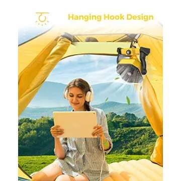 Compact Camping Fan with LED Lantern and Rechargeable Battery