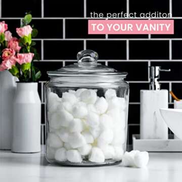 1 Gallon Glass Cookie Jar - Large Food Storage Container with Airtight Lid - Keep Fresh Flour, Chewy Pet Treats, Candy, Dried Foods, Detergent Pods for Your Kitchen or Laundry Room- Pack of 2