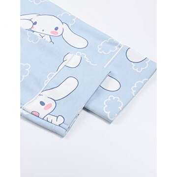 Lelcaesar Cute Fashion Short Sleeve Cardigan Pajamas Set Kawaii Leisure Loose Two-Piece Sleepwear Set For Women Girls-M, Short Sleeve - Blue