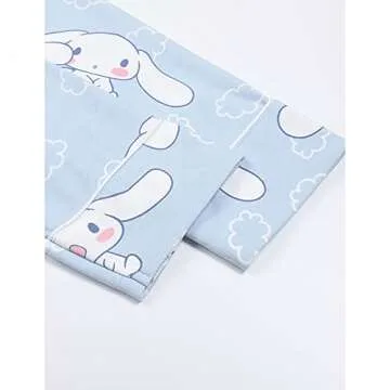 Lelcaesar Cute Fashion Short Sleeve Cardigan Pajamas Set Kawaii Leisure Loose Two-Piece Sleepwear Set For Women Girls-M, Short Sleeve - Blue