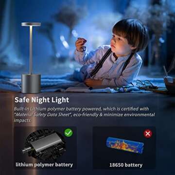 YIBEN 2Pack Cordless Table Lamp, Rechargeable LED Battery 5000mAh Metal USB Portable Powered Desk Lamp, 3 Levels Brightness Light for Restaurants Outdoor (2pack 10.25in Grey)