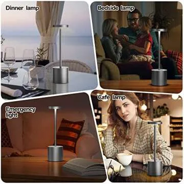 YIBEN 2Pack Cordless Table Lamp, Rechargeable LED Battery 5000mAh Metal USB Portable Powered Desk Lamp, 3 Levels Brightness Light for Restaurants Outdoor (2pack 10.25in Grey)