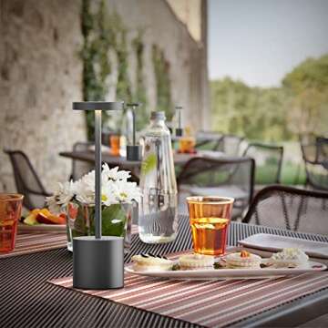 YIBEN 2Pack Cordless Table Lamp, Rechargeable LED Battery 5000mAh Metal USB Portable Powered Desk Lamp, 3 Levels Brightness Light for Restaurants Outdoor (2pack 10.25in Grey)