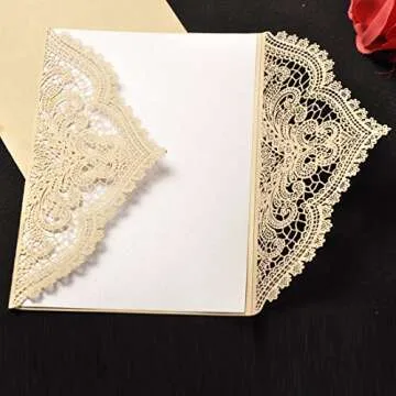 YU FENG Elegant Vintage Wedding Invitations Set 24pcs