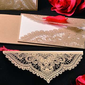 YU FENG Elegant Vintage Wedding Invitations Set 24pcs