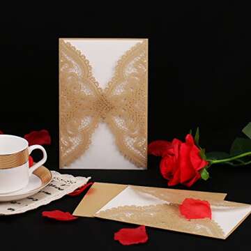 YU FENG Elegant Vintage Wedding Invitations Set 24pcs