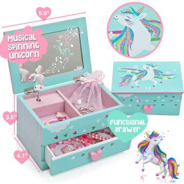 Unicorn Musical Jewelry Box for Girls - Perfect Gift