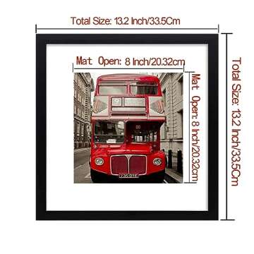 HEGATY Black 12x12 Frame Set of 3, Display Pictures 8x8 with Mat or 12x12 Without Mat for Wall Mounting Top Display