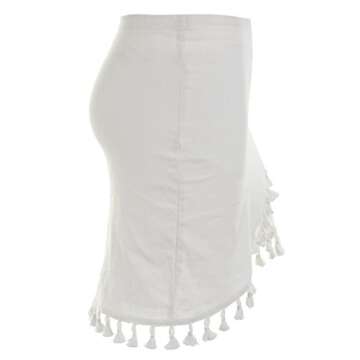 BerryGo Women's Sexy High Waist Tassel Wrap Pencil Mini Skirt Creamy White,M