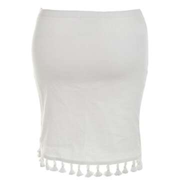 BerryGo Women's Sexy High Waist Tassel Wrap Pencil Mini Skirt Creamy White,M