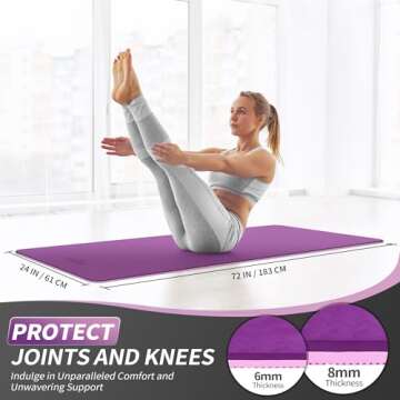 CAMBIVO Yoga Mat for Women Men Kids, 72" x 24" x 6mm Extra Thick TPE Yoga Mat Non Slip, Workout Mat ...