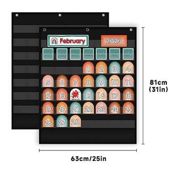 ABCKEY Weather Calendar for Preschool,Kindergarten Classroom Learning,Learning Time Center Pocket Chart for Classroom and Homeschool(Black)