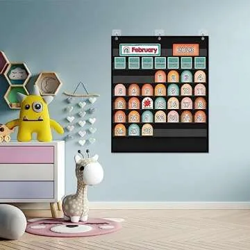 ABCKEY Weather Calendar for Preschool,Kindergarten Classroom Learning,Learning Time Center Pocket Chart for Classroom and Homeschool(Black)