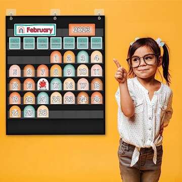 ABCKEY Weather Calendar for Preschool,Kindergarten Classroom Learning,Learning Time Center Pocket Chart for Classroom and Homeschool(Black)