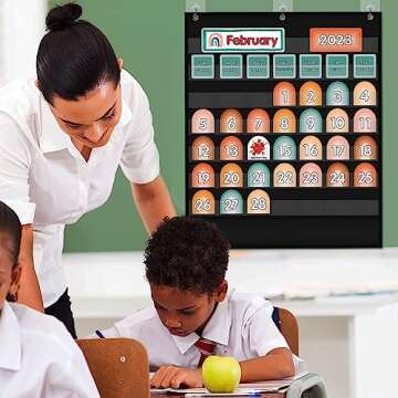 ABCKEY Weather Calendar for Preschool,Kindergarten Classroom Learning,Learning Time Center Pocket Chart for Classroom and Homeschool(Black)